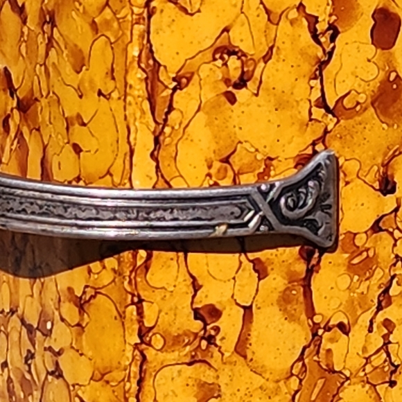 Antique sterling silver floral cuff bracelet flower - Picture 4 of 8